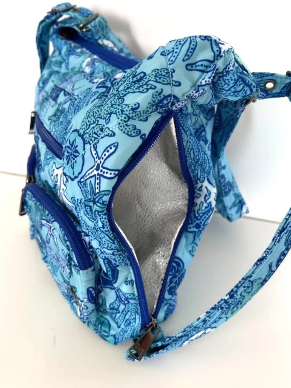 Lug Zipliner 2 Convertible Hobo Bag Backpack Crossbody Sealife Blue
